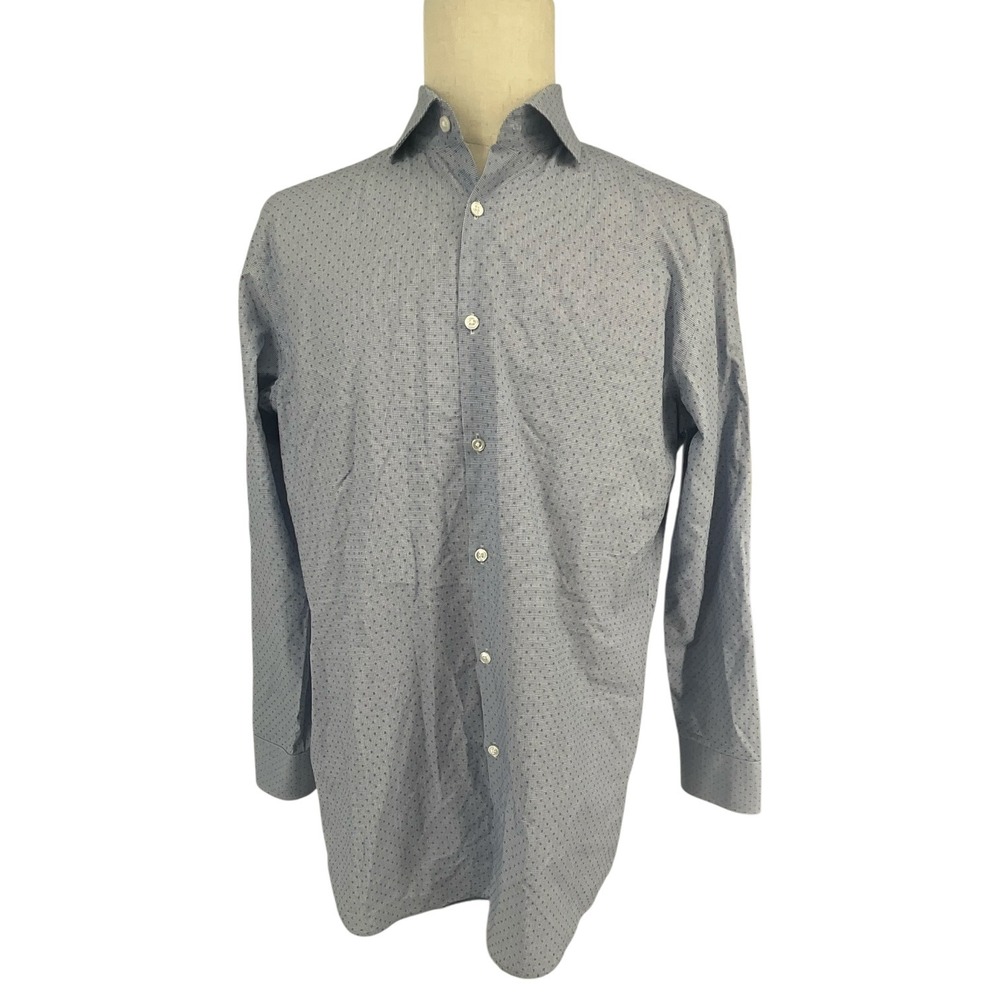 Hugo Boss Sharp Fit Dress Shirt Mens 16.5 32/33 Blue White Micro Pattern Cotton